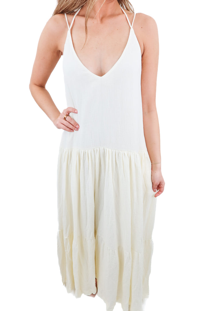 Worth Collective cream gauzy maxi dress NWT (XS; retail $88)