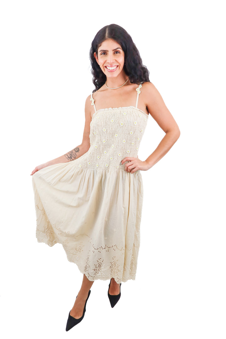Free People cream floral eyelet dress (XS; retails $228)