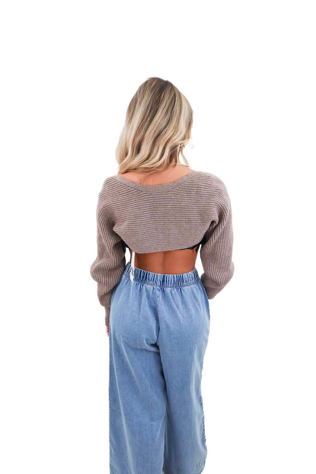 cotton candy la brown knit shrug (s)