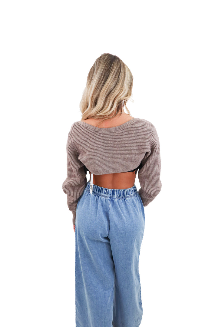 cotton candy la brown knit shrug (s)