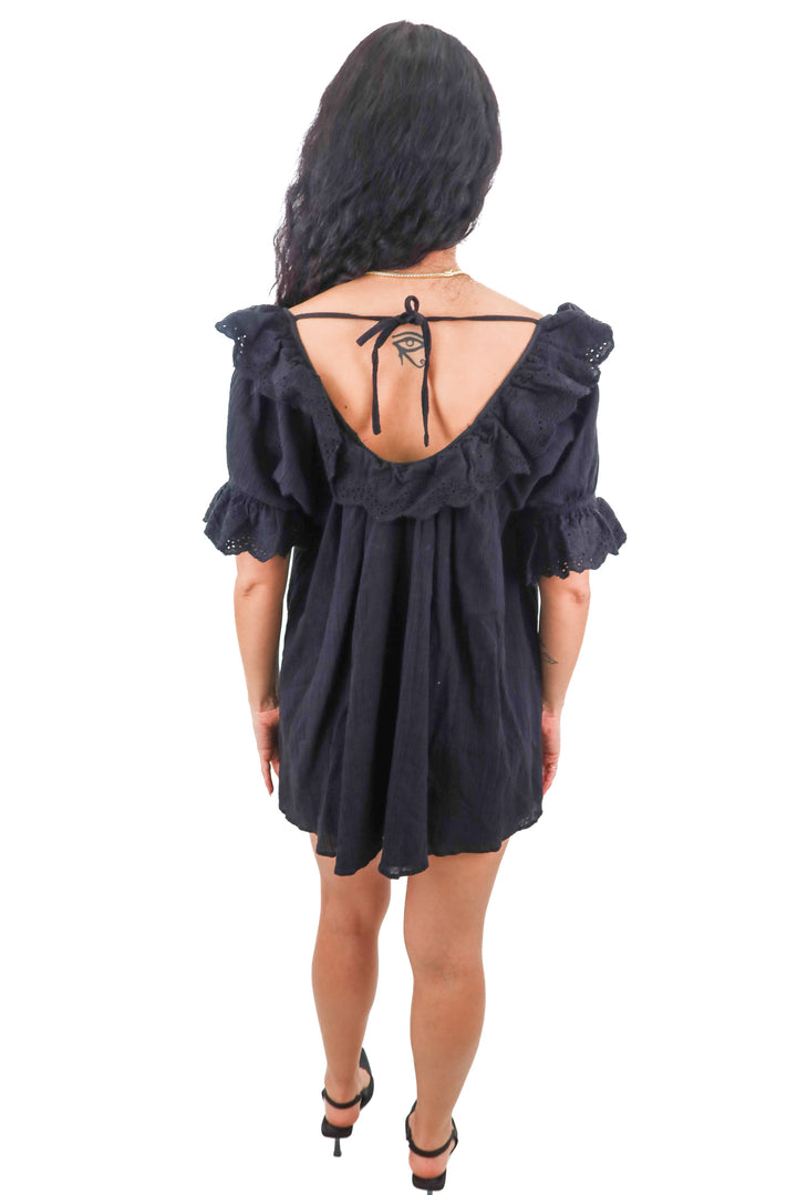Show Me Your Mumu black eyelet mini dress (XS)