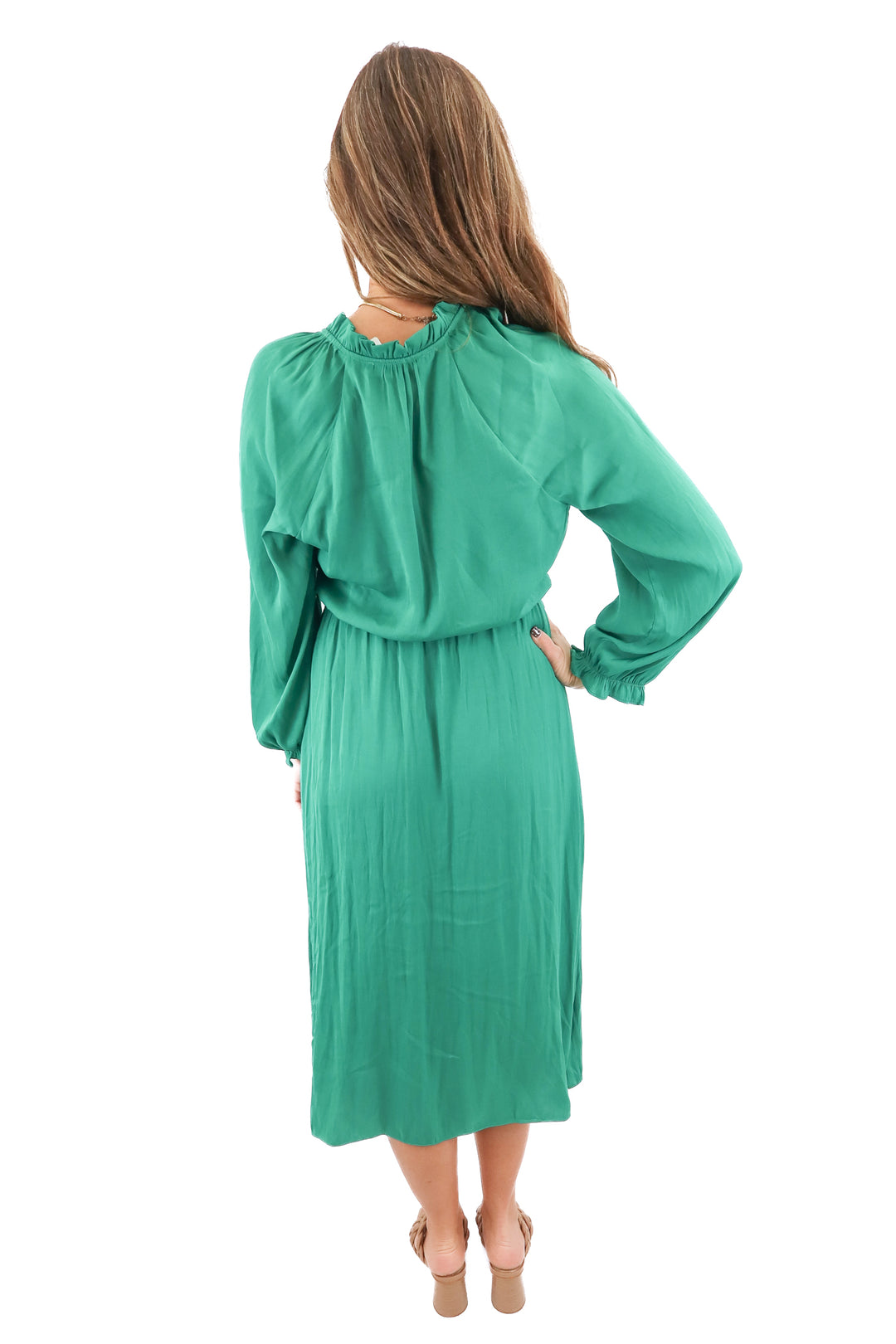 collective concepts green maxi dress (m)