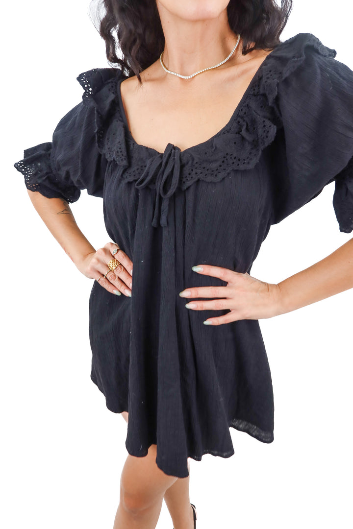 Show Me Your Mumu black eyelet mini dress (XS)