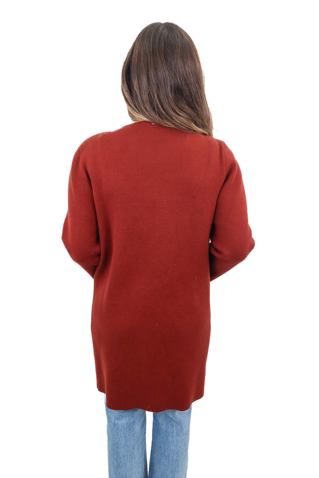 burgundy open cardigan (L)