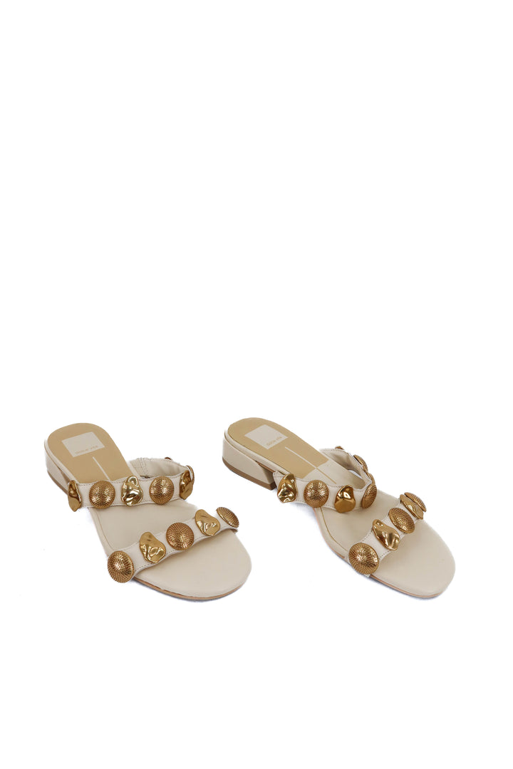 dolce vita cream gold studded sandals (7.5; retail $150)