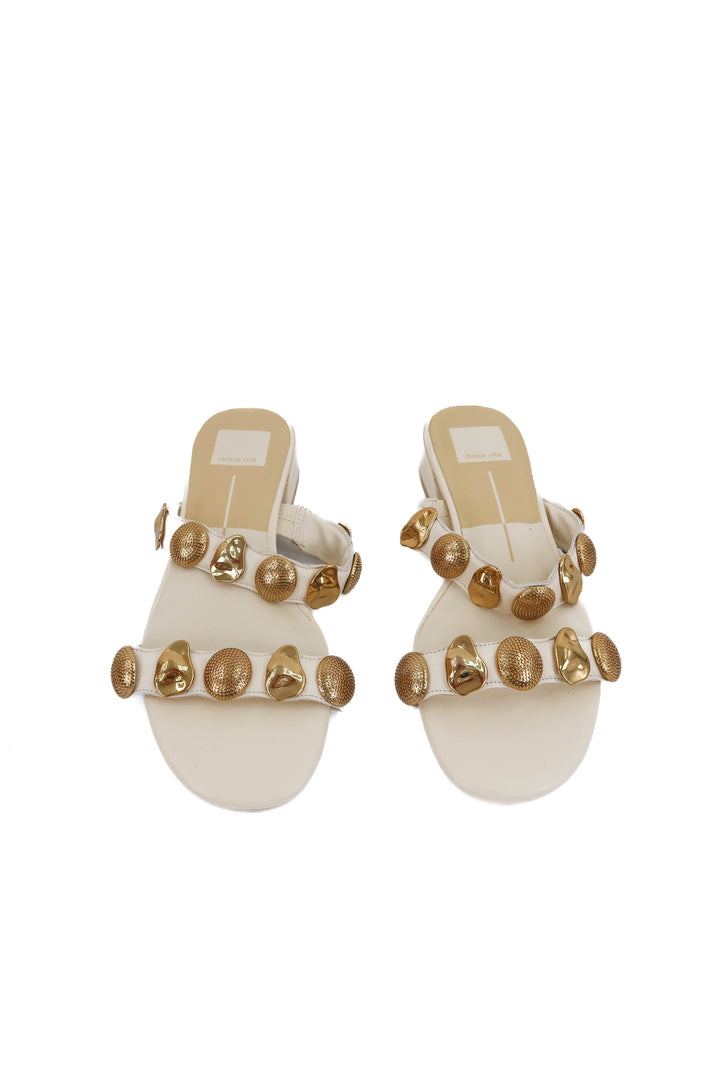 dolce vita cream gold studded sandals (7.5; retail $150)