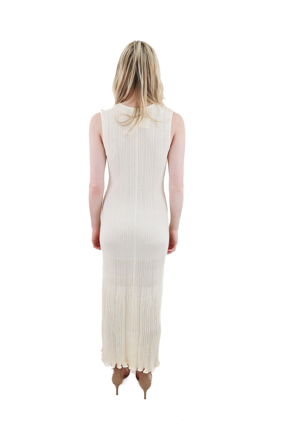 h&m cream knit long sleeveless dress nwt (xs)