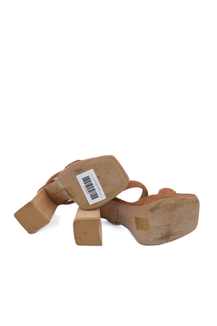 dolce vita brown snakeskin block heel sandals (7)