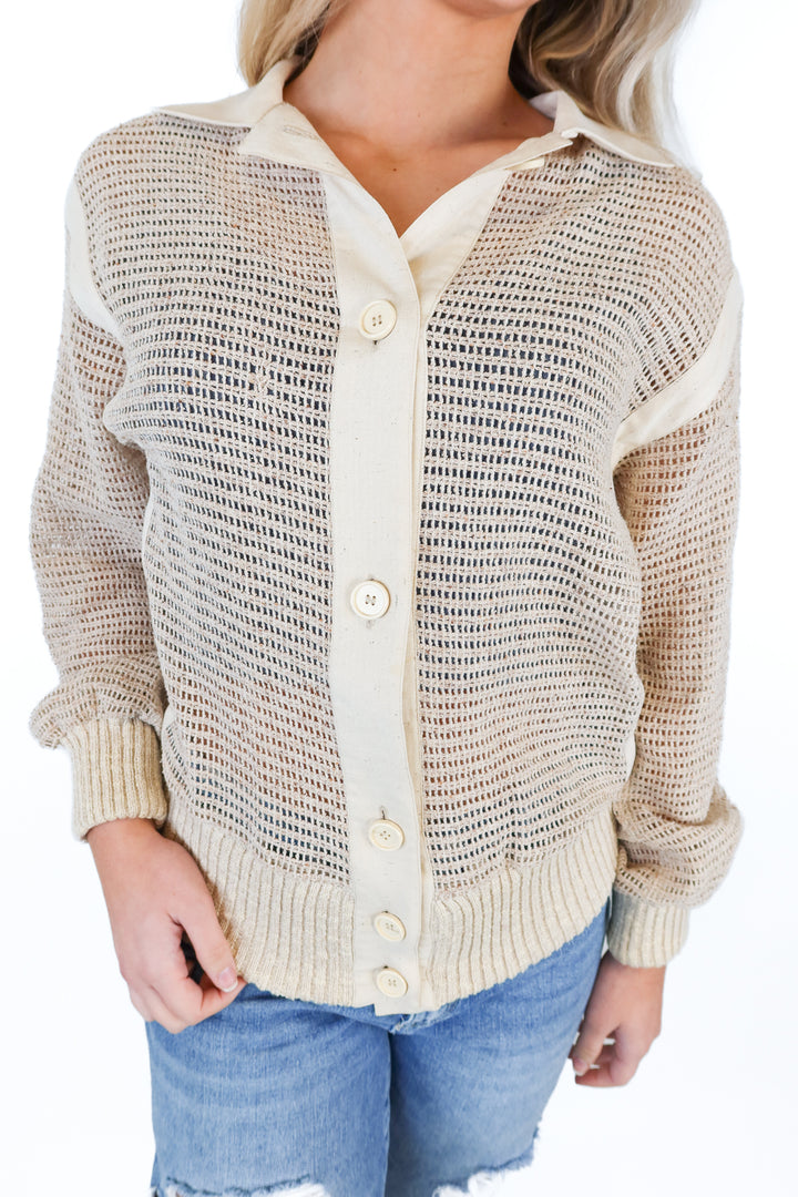 Christian Dior Vintage Tan Knit Button Down (S*; est retail $1200)