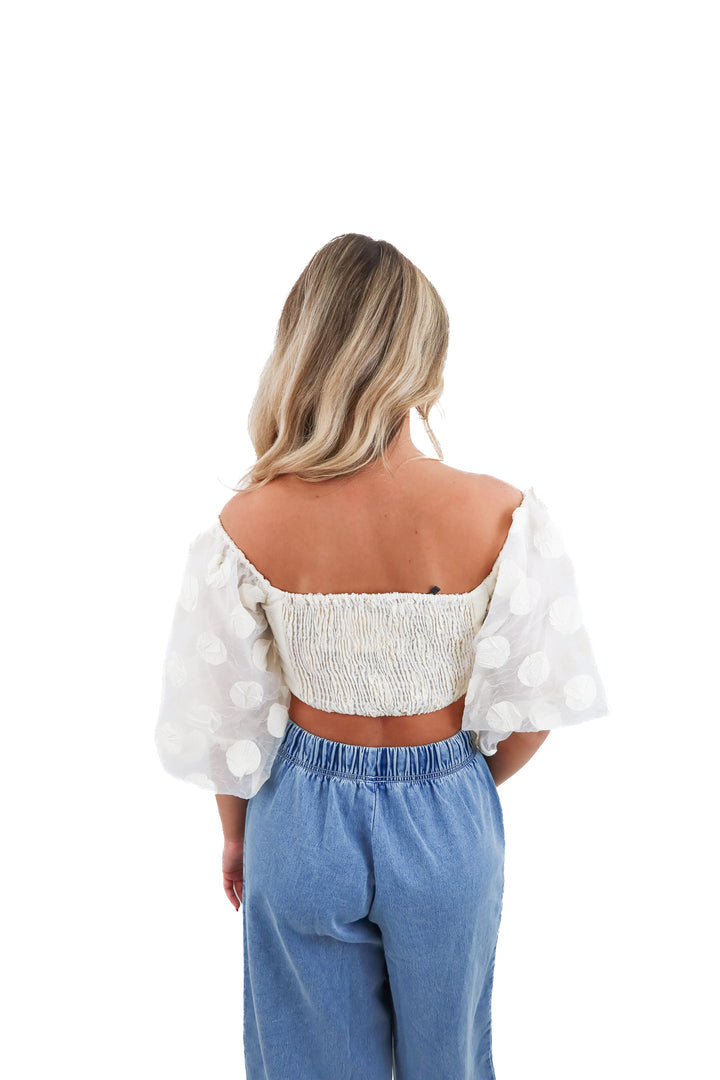 zara polka dot puff sleeve top NWT (s; retail $39)