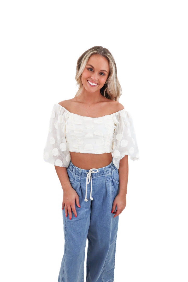 zara polka dot puff sleeve top NWT (s; retail $39)