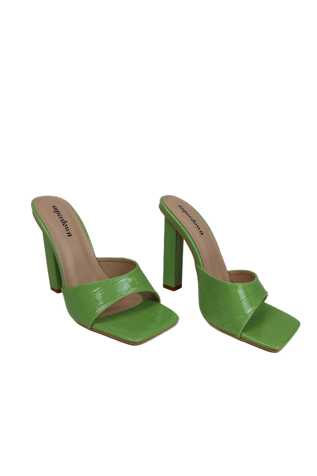 Superdown green snake skin slip on heel (7)