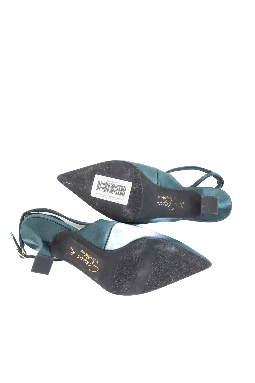 sam edelman emerald satin slingbacks (7.5; retail $150)