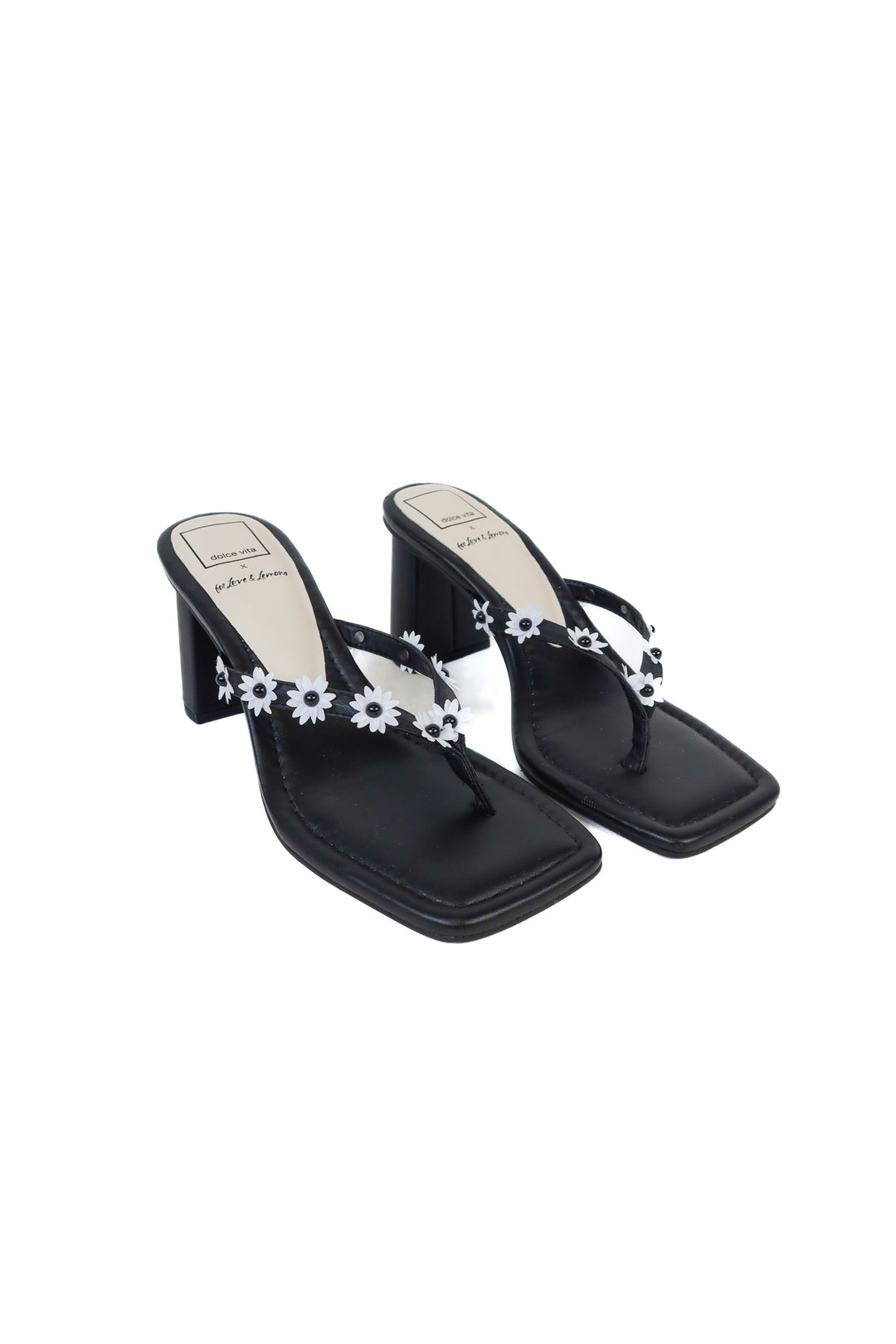 Dolce Vita Black Flower Detail Heeled Sandals NWOT (7)