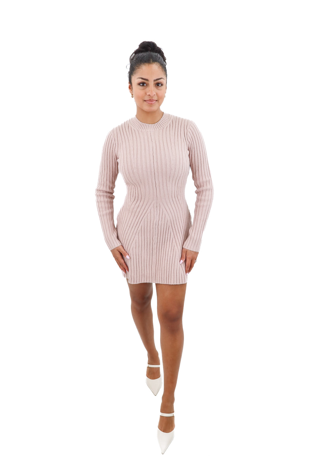 h&m dusty rose pink knit sweater dress nwt (xs; retail $39.99)