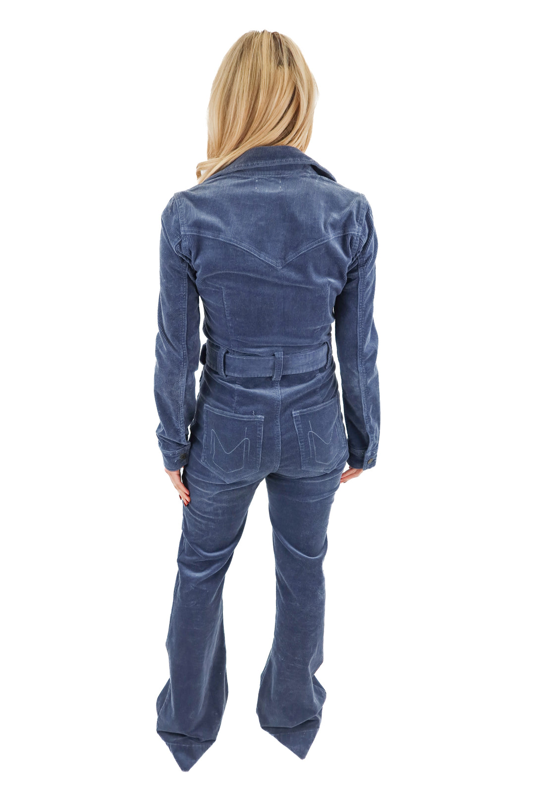 show me your mumu blue corduroy jumpsuit (m; retail $218)