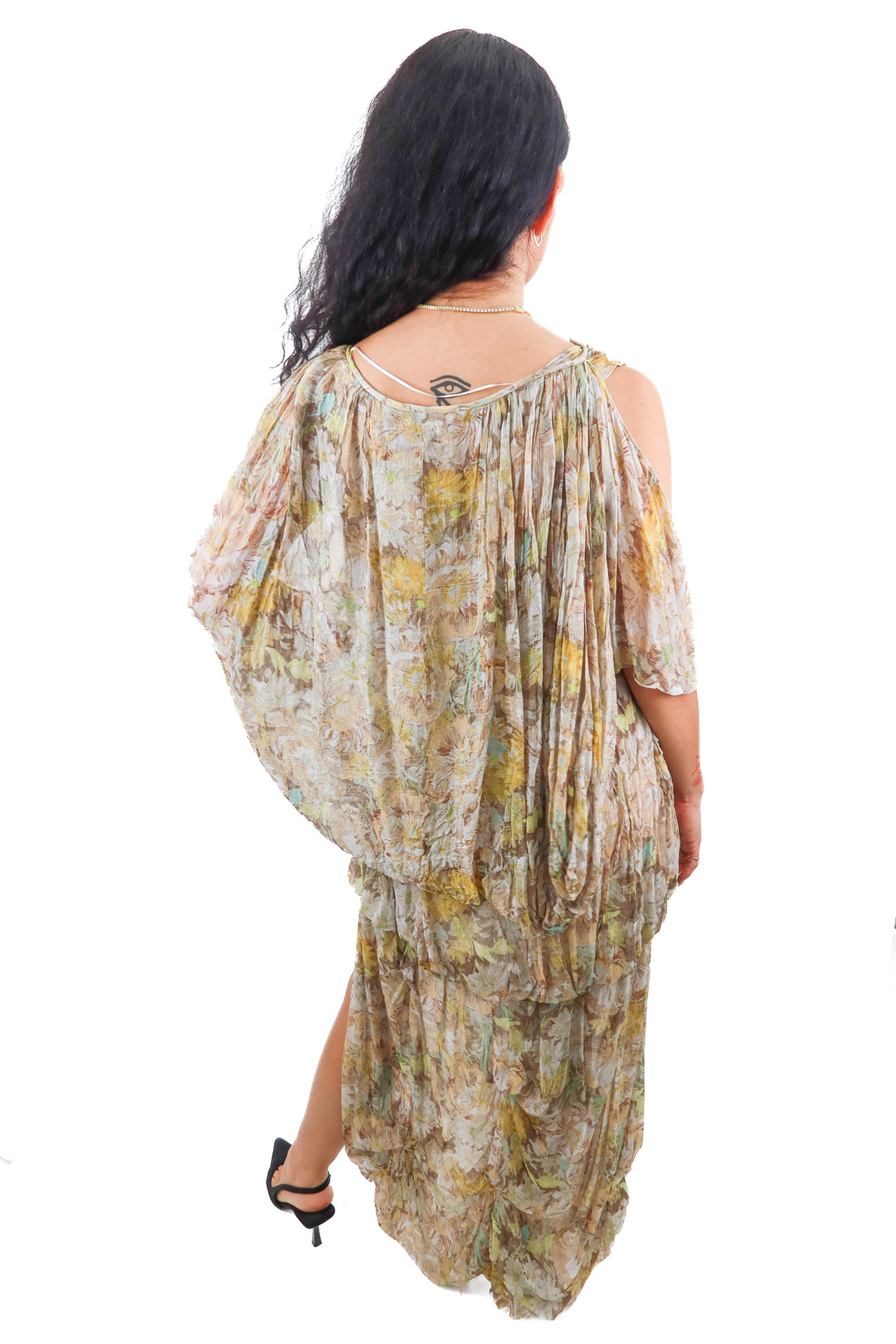 Zara floral chiffon maxi dress (XS)