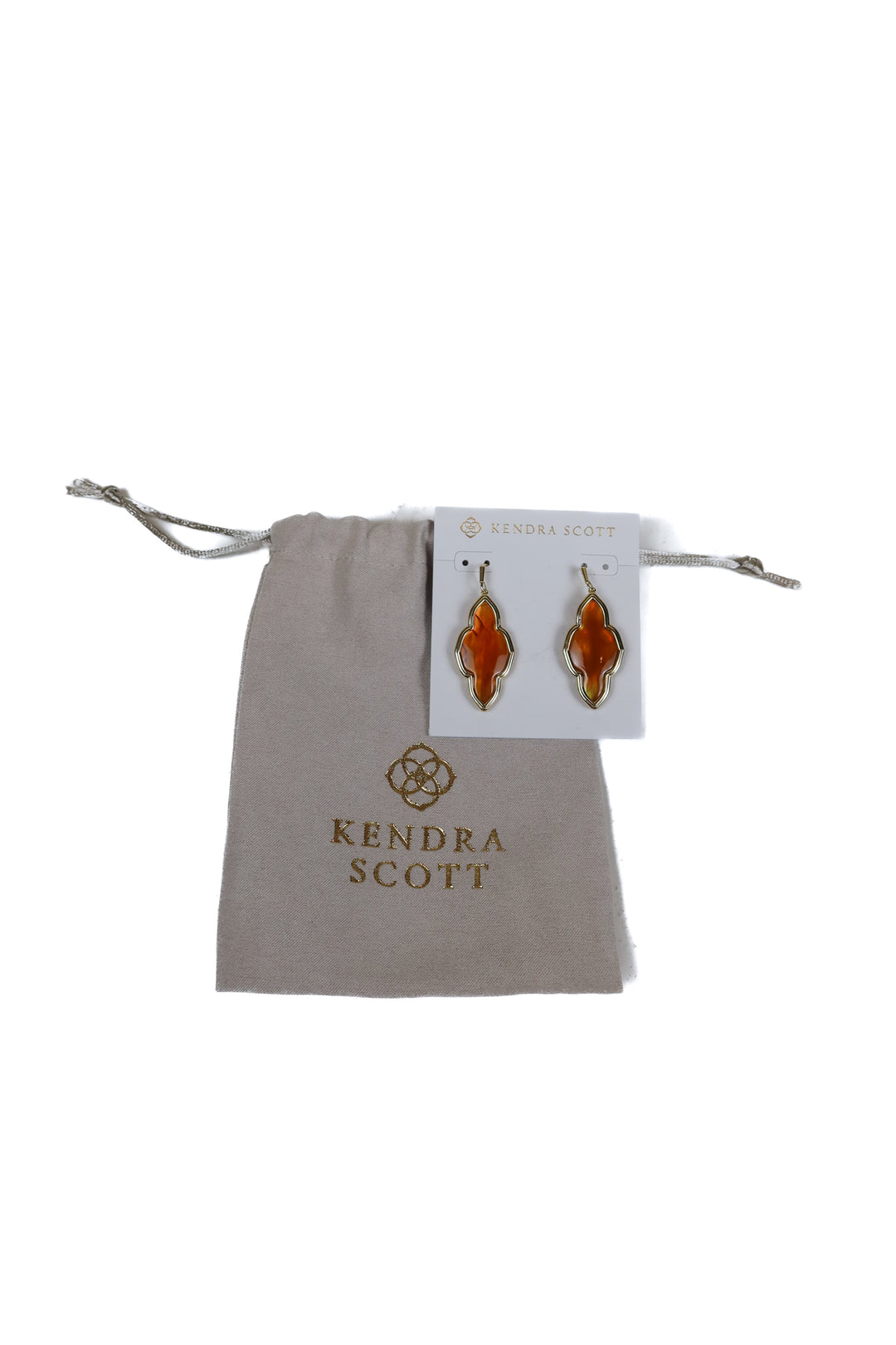 Kendra Scott gold and amber drop earrings