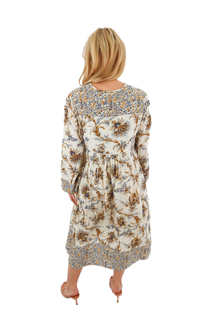 r.vivimos cream floral tie front dress (8/10)