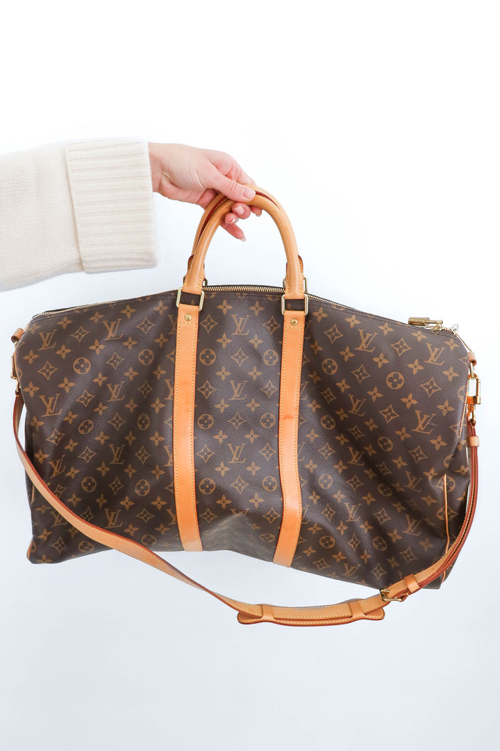 louis vuitton monogram keepall bandouliere 55 travel bag (retail $2700)