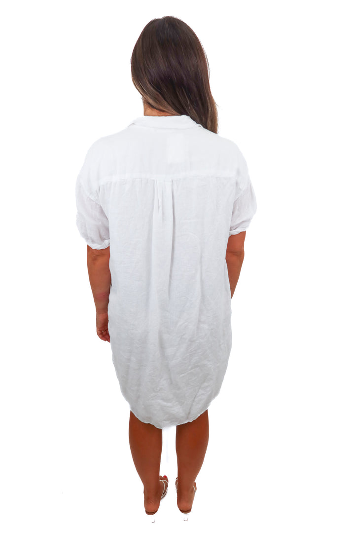 j.crew white linen button up dress (m; retail $128)