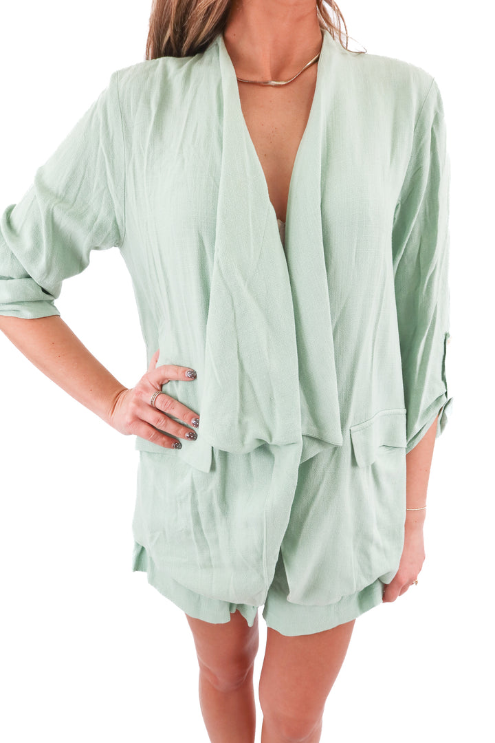 lush mint blazer set (s)