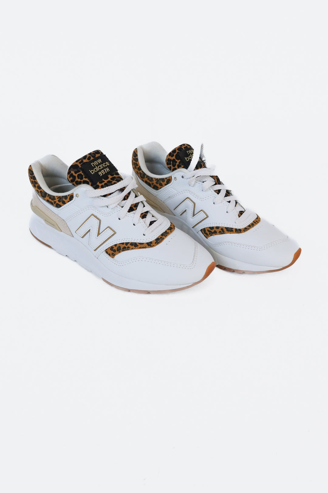 New Balance White/Leopard Print Sneakers (7)