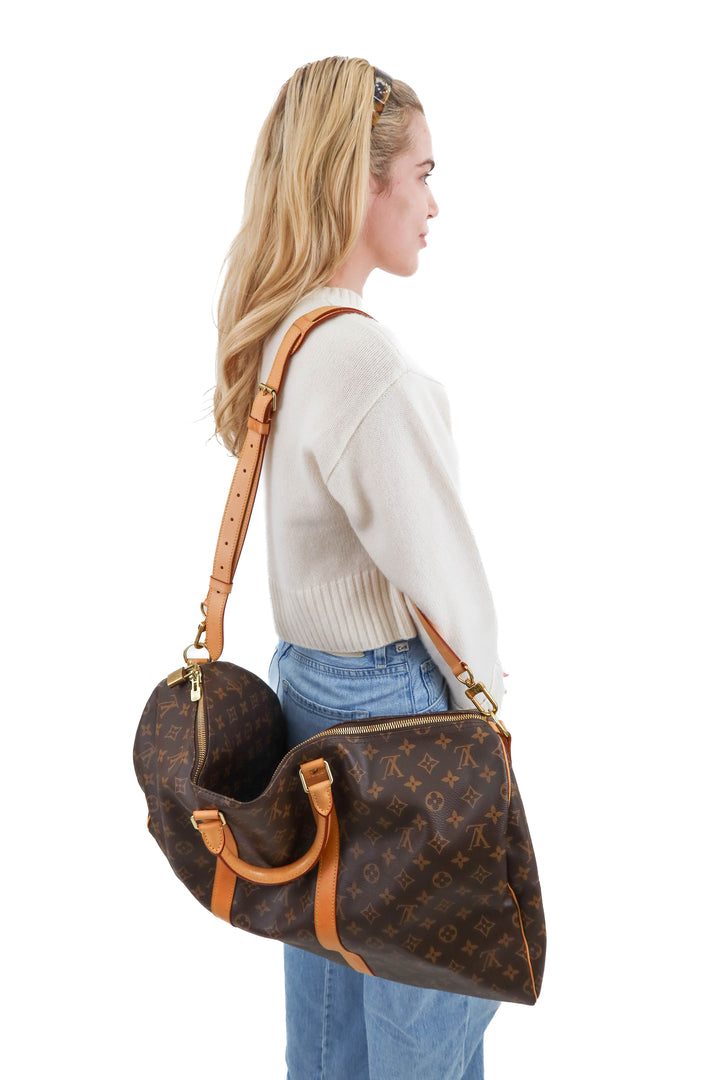 louis vuitton monogram keepall bandouliere 55 travel bag (retail $2700)