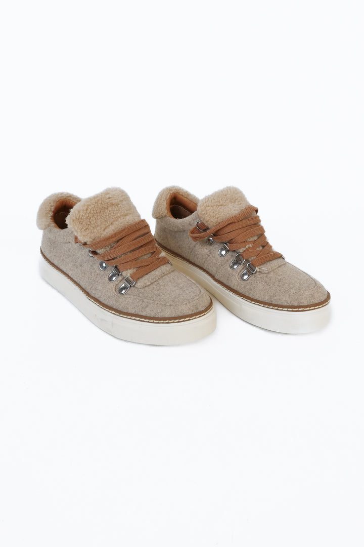 Crown Vintage Beige Faux Shearling Sneakers (7)