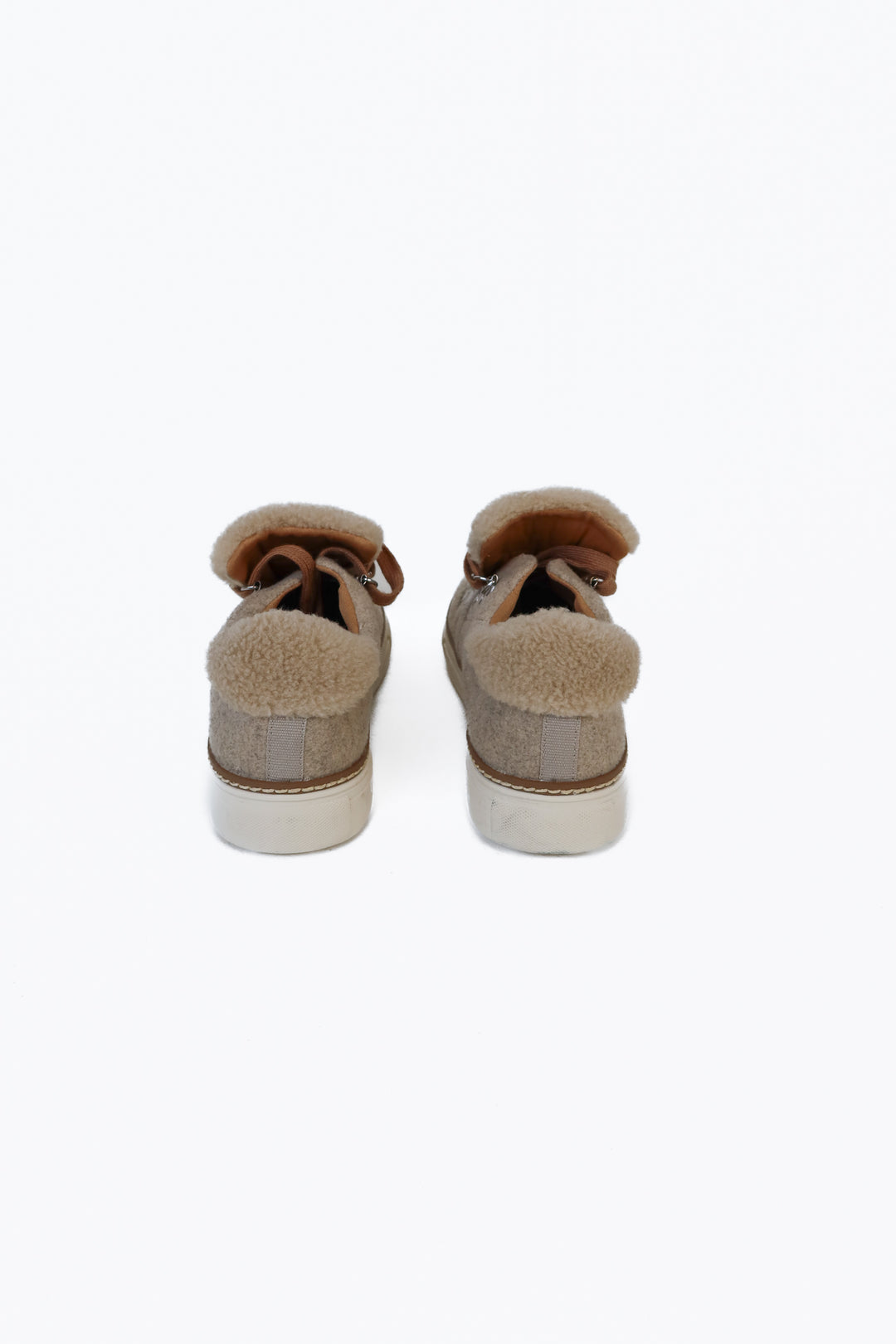 Crown Vintage Beige Faux Shearling Sneakers (7)