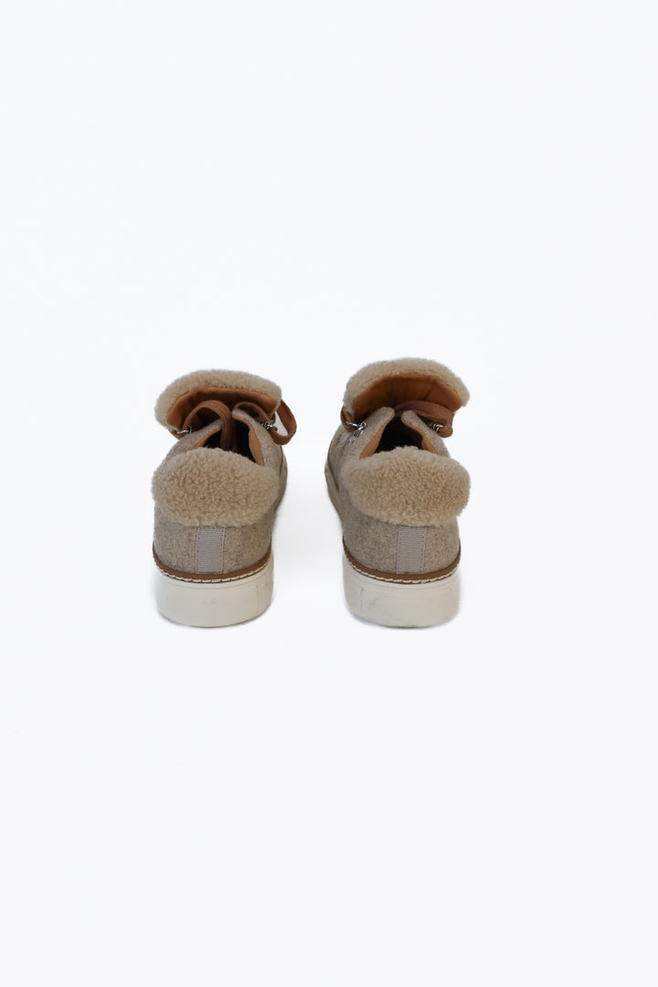 Crown Vintage Beige Faux Shearling Sneakers (7)