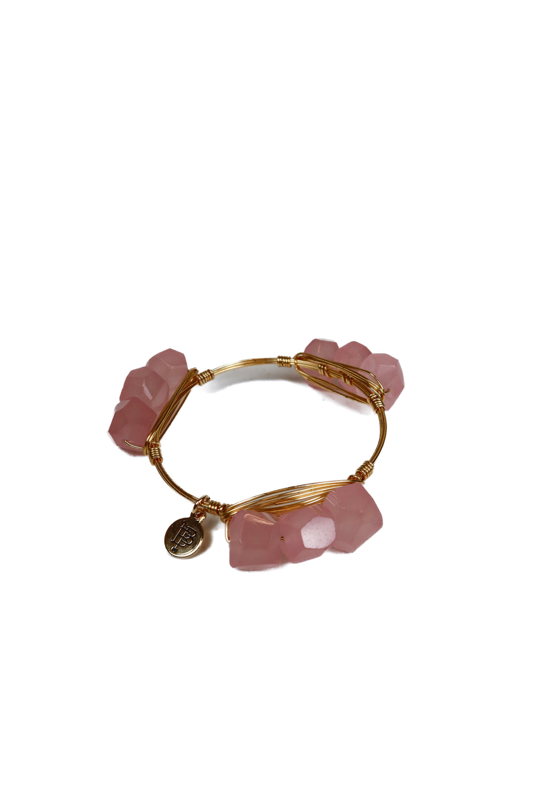 Bourbon & Boweties Baby Pink Stone Gold Bangle Bracelet NWOT (retail $28)
