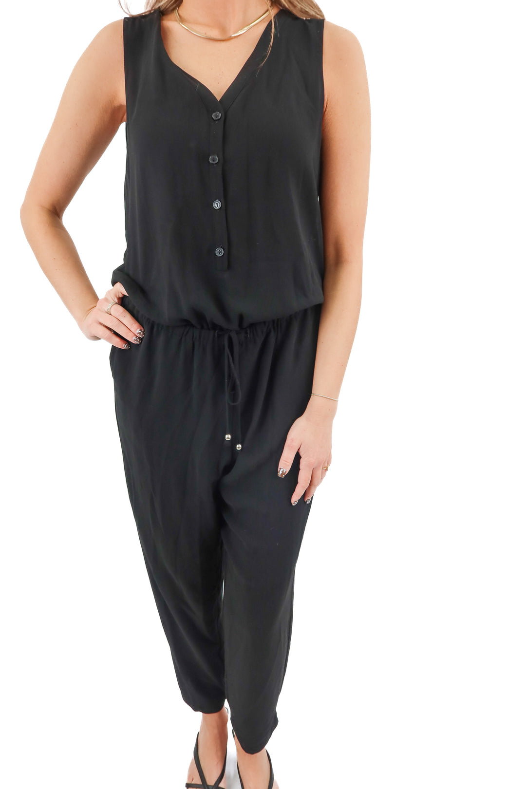 twelve grace black jumpsuit (m)