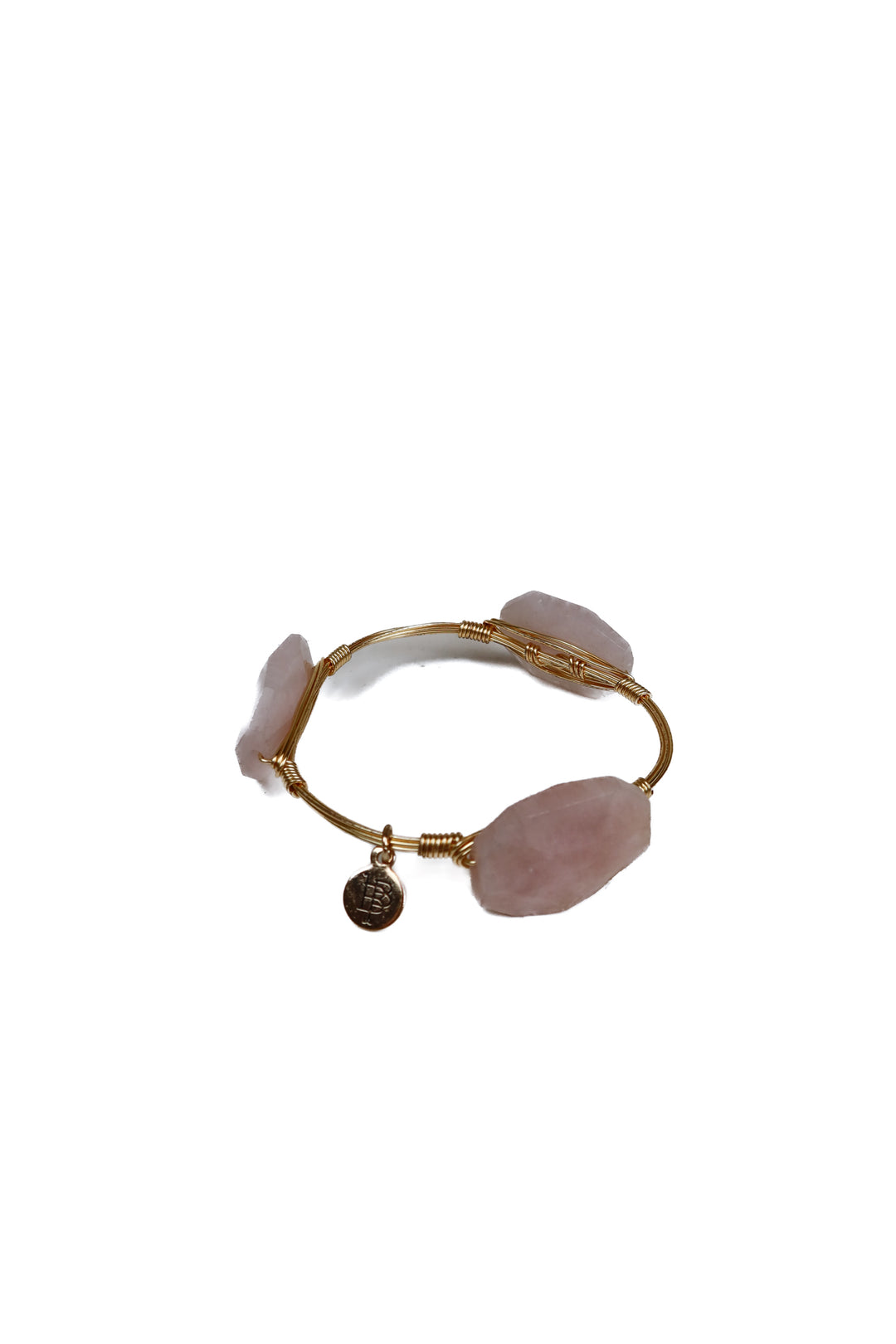 Bourbon & Boweties Pale Pink Stone Gold Bangle Bracelet NWOT (retail $32)