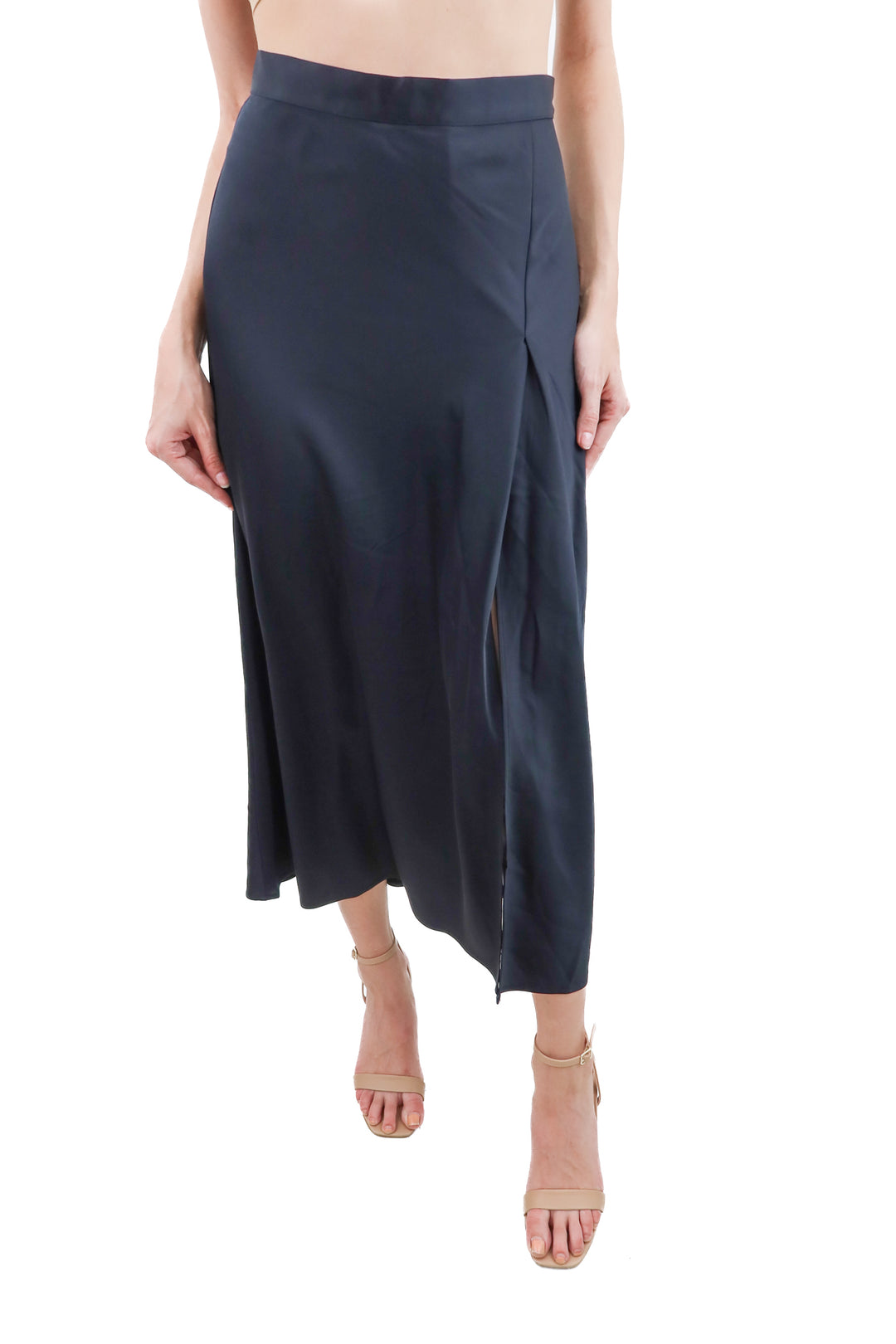 h&m black satin maxi skirt nwt (4; retail $39.99)