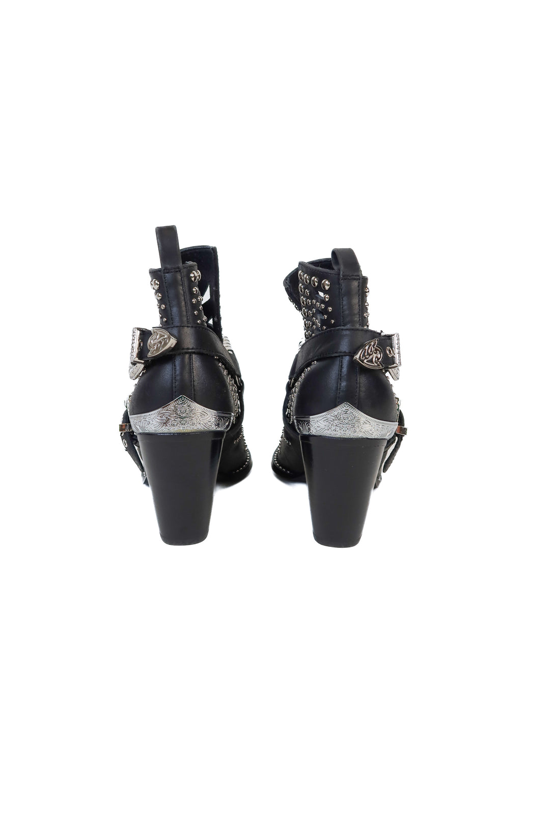Jeffrey Campbell Black Leather Studded Western Boots NWOT (7)
