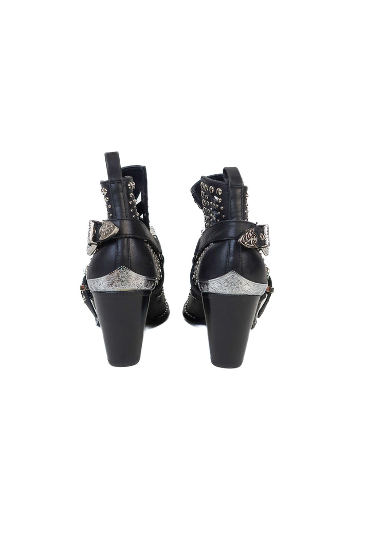 Jeffrey Campbell Black Leather Studded Western Boots NWOT (7)
