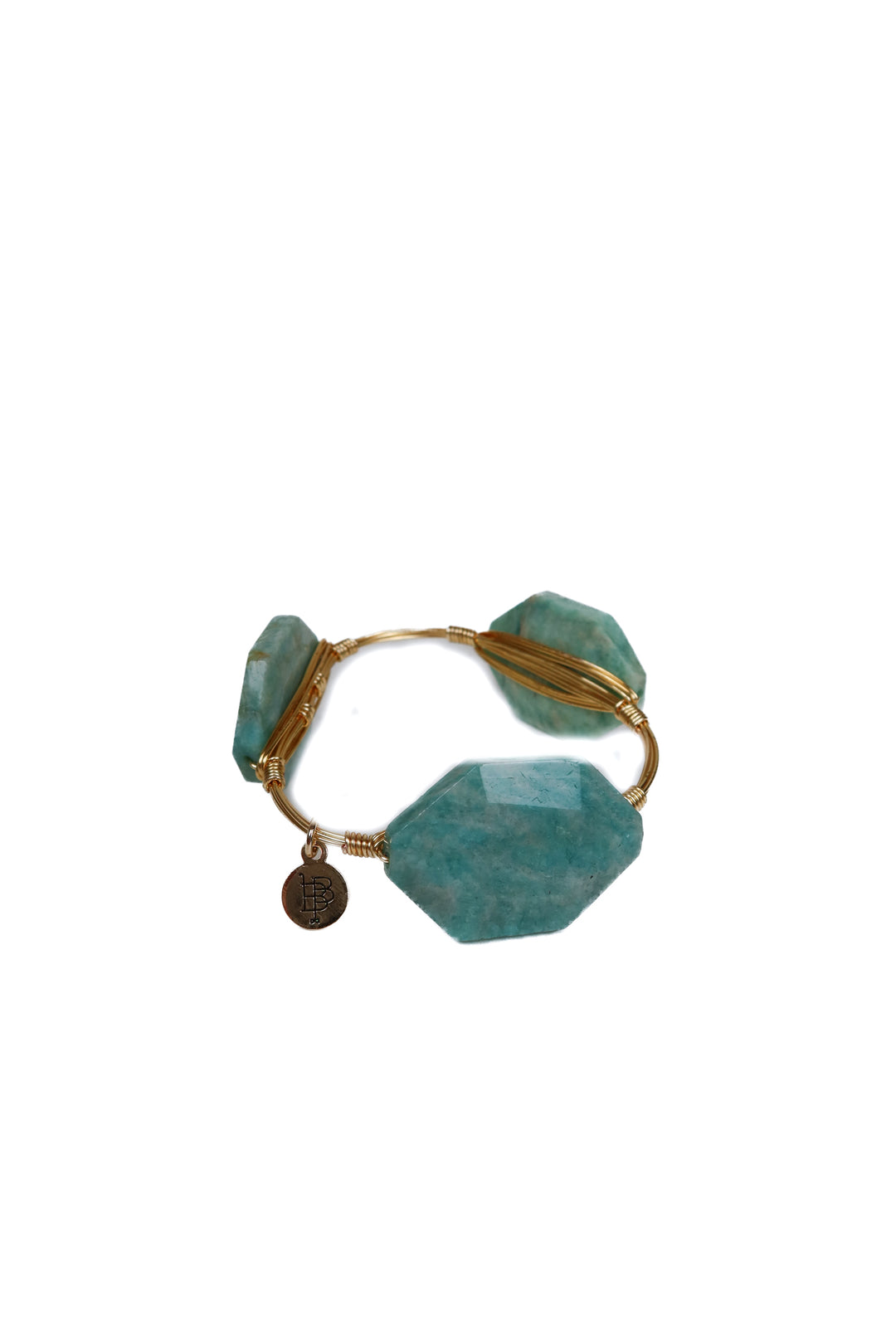 Bourbon & Boweties Green Stone & Gold Bangle Bracelet NWOT (retail $32)