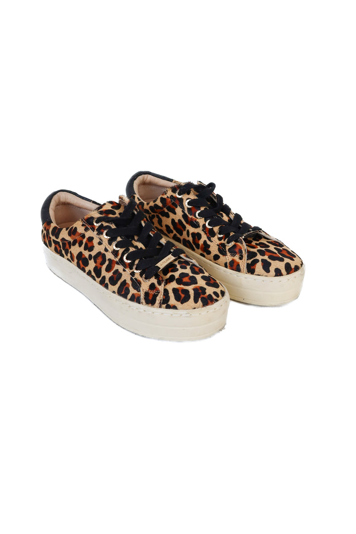 J/Slides Leopard Hair Leather Platfrom Sneakers (7; retail $150)