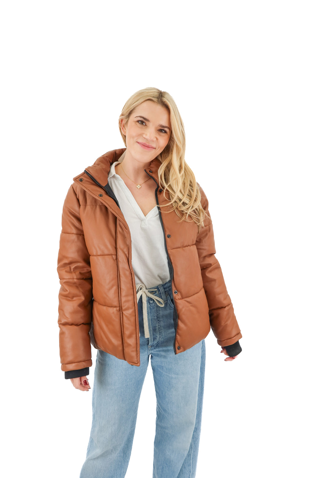 marc jacobs brown puffer jacket (m; retail $388)