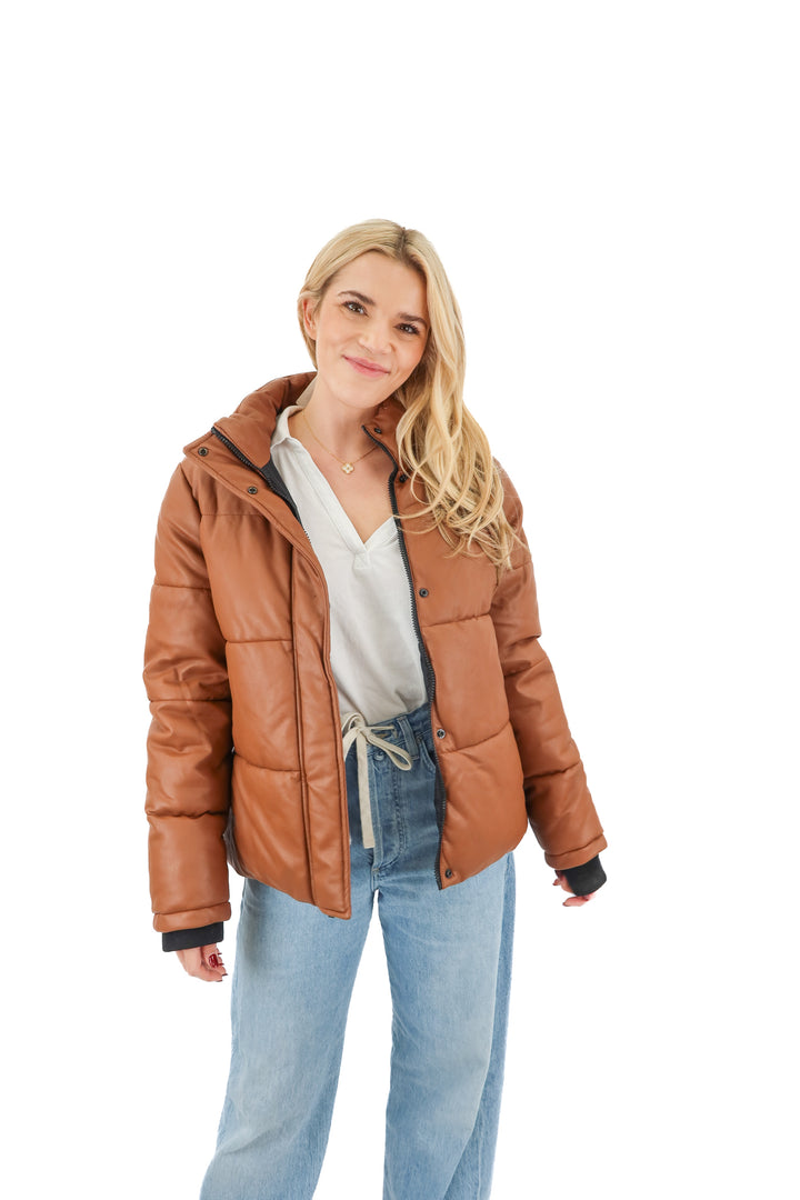 marc jacobs brown puffer jacket (m; retail $388)