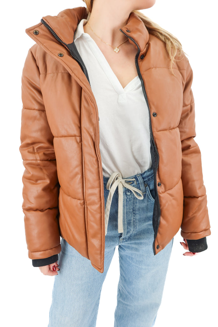 marc jacobs brown puffer jacket (m; retail $388)