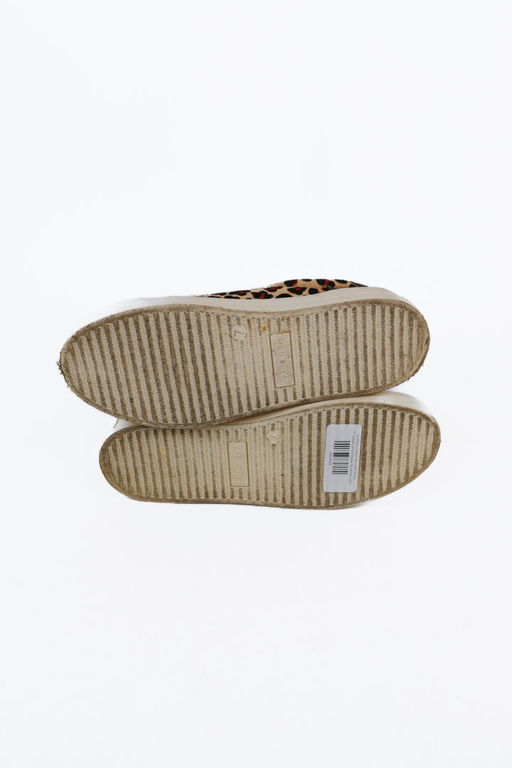 J/Slides Leopard Hair Leather Platfrom Sneakers (7; retail $150)