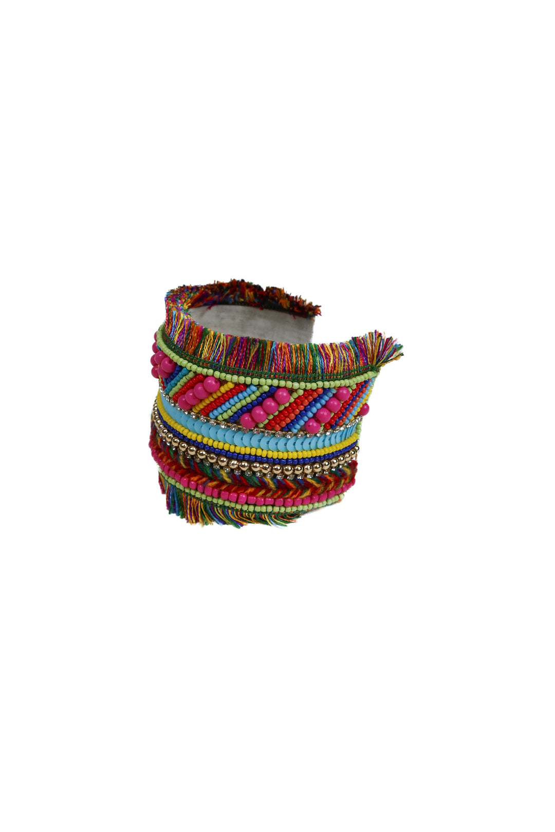 Multicolor Beaded Fringe Bracelet Cuff