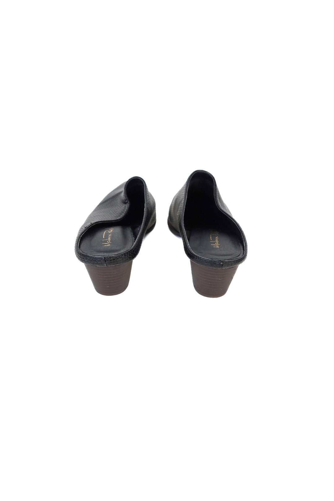 Modern Rush Black Snake Embossed Heeled Mules NWOT (7)