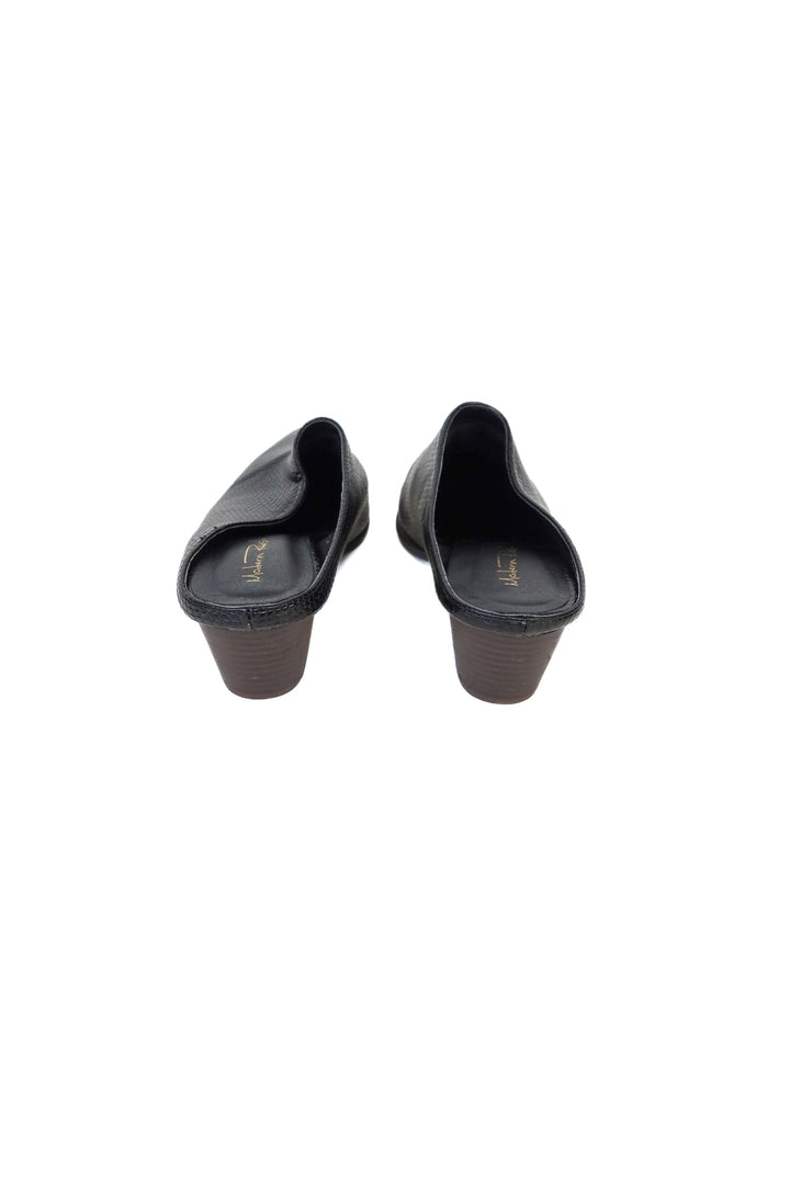 Modern Rush Black Snake Embossed Heeled Mules NWOT (7)