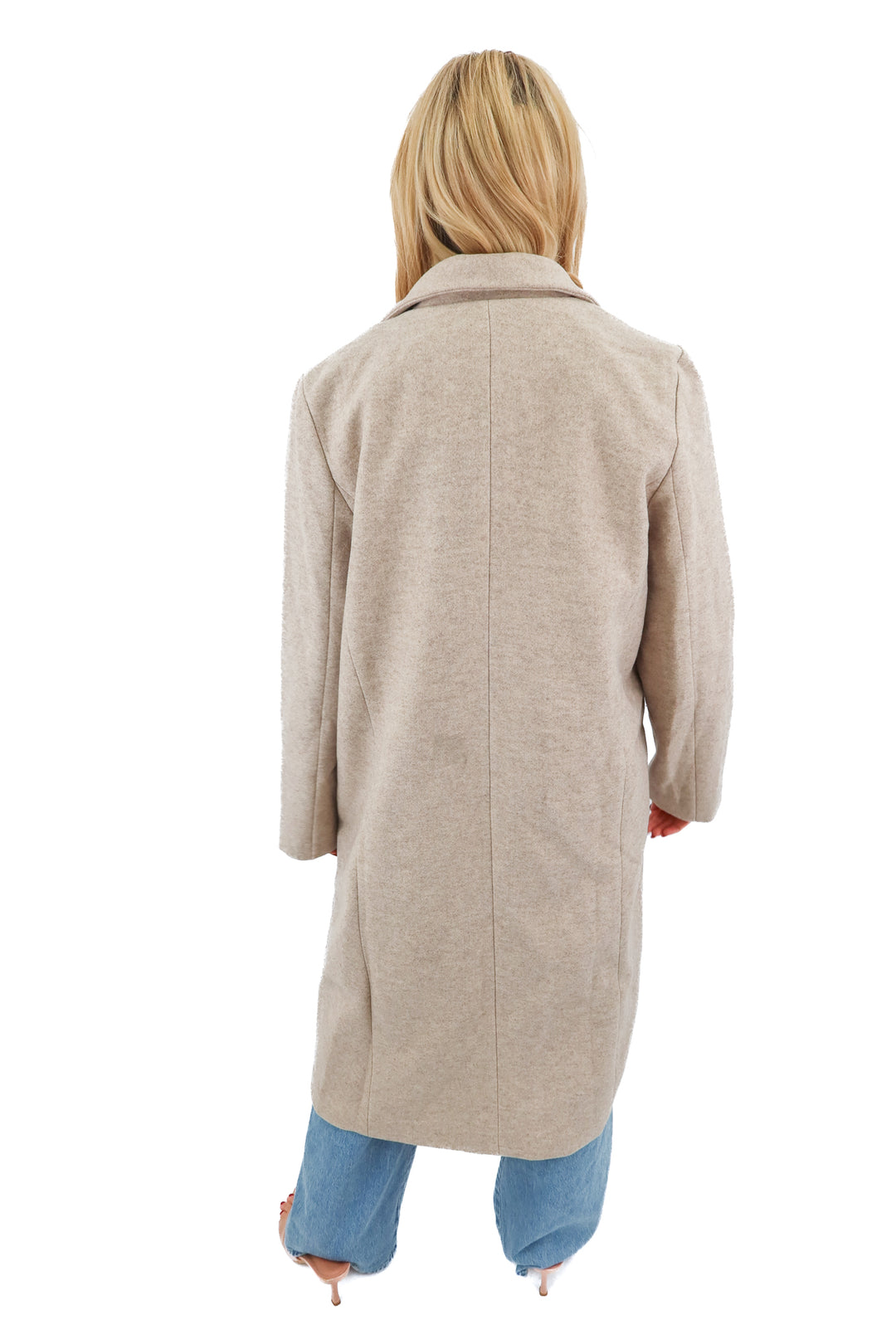 promesa neutral wool long coat (m; retail $124)