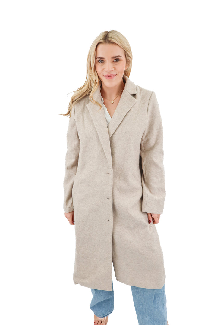 promesa neutral wool long coat (m; retail $124)