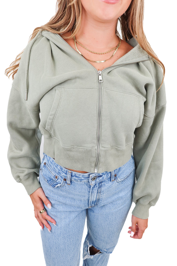 abercrombie & fitch green zip up (M; retail $80)