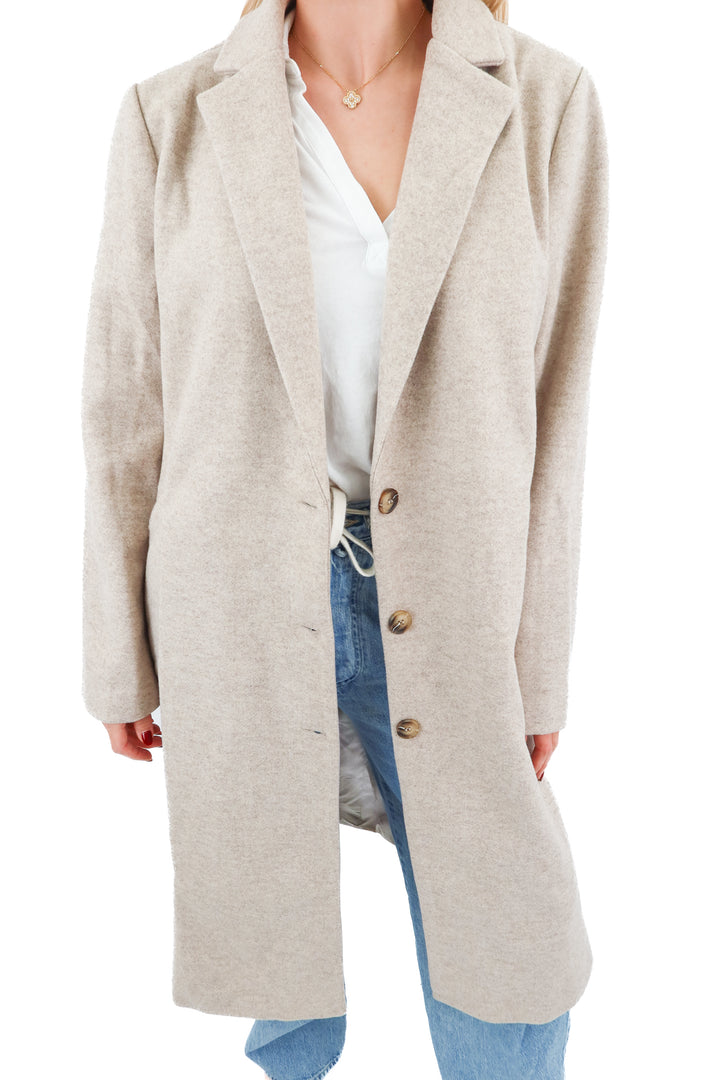 promesa neutral wool long coat (m; retail $124)